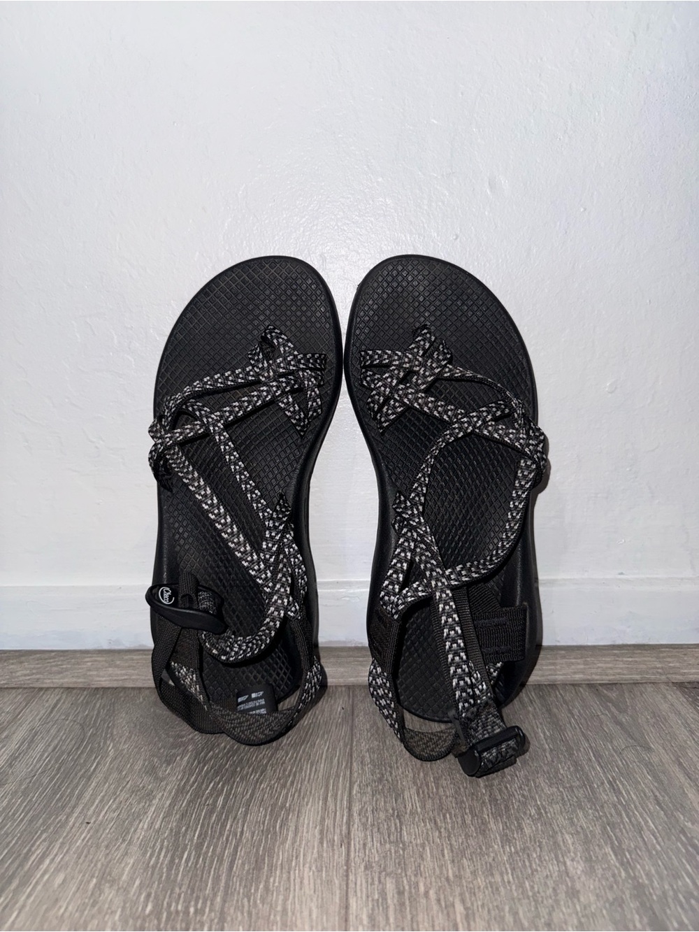 Chaco Black and Gray Strappy Sandals